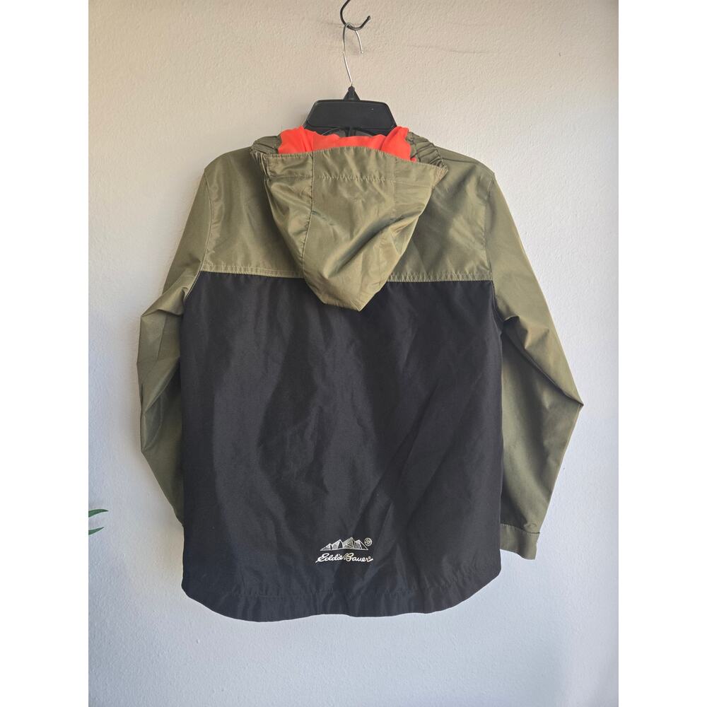 Eddie‎ Bauer Kids Colorblock Hooded Windbreaker Jacket Olive Black S 7/8 - Picture 6 of 8